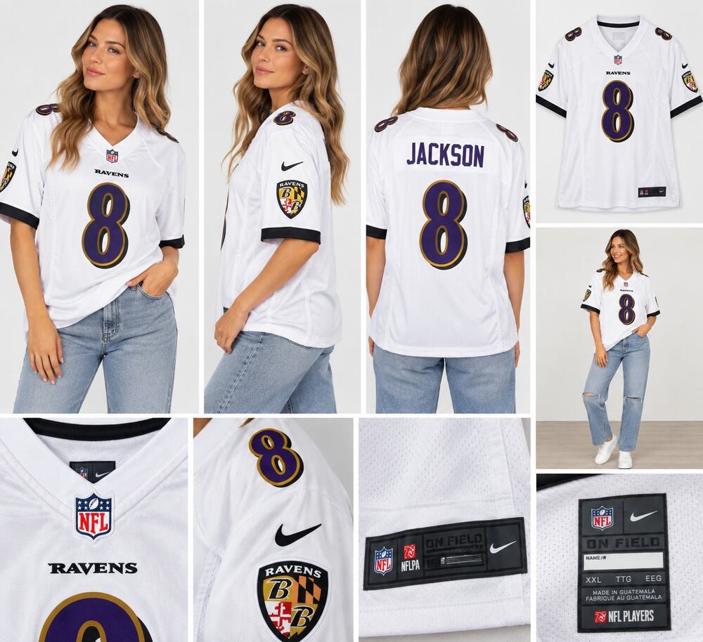 Nike Ravens Jackson #8 White NFL On Field Jersey Women’s XXL NWT